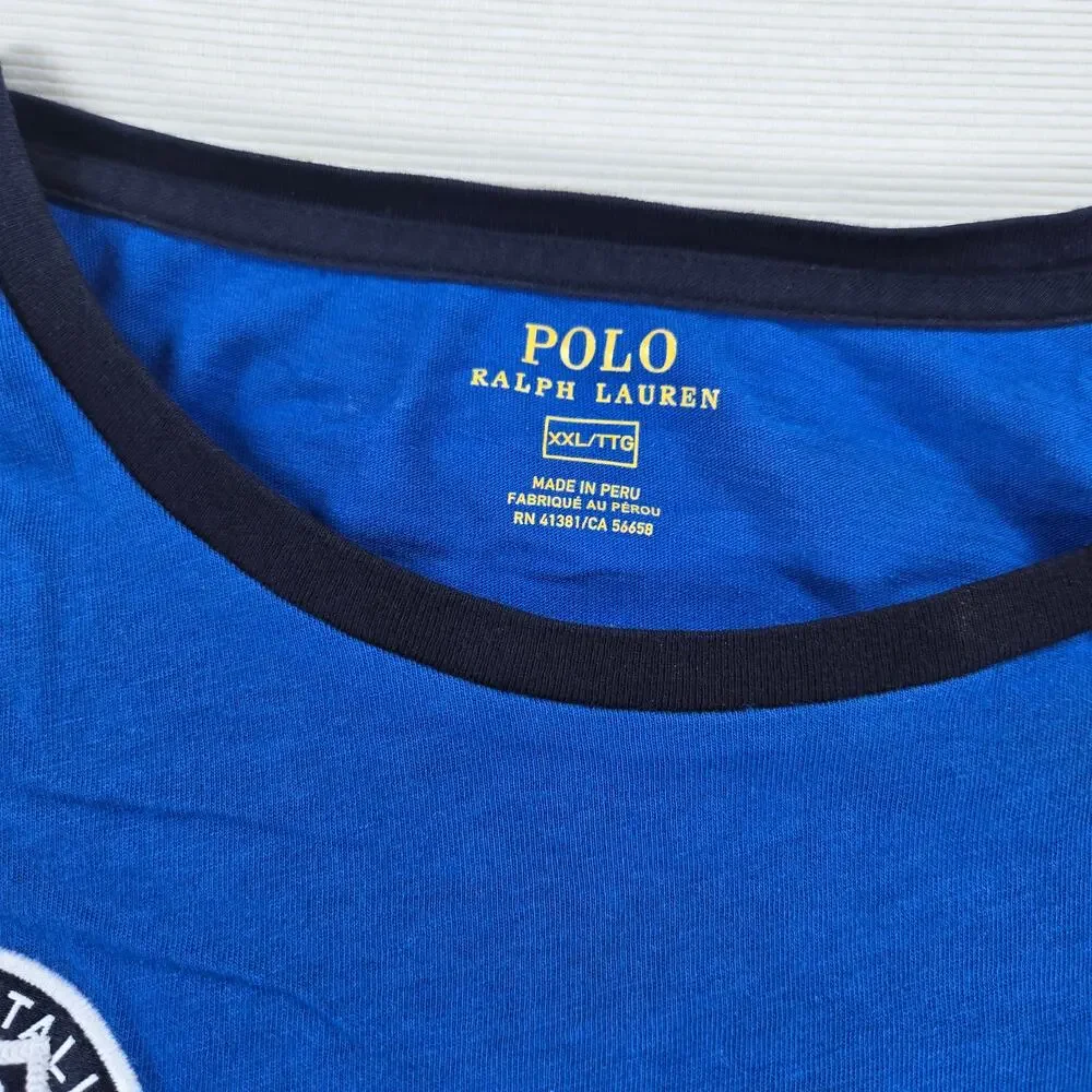 Polo Ralph Lauren Italia #16 Pony Short‎ Sleeve Blue T-Shirt Men's Size XXL
